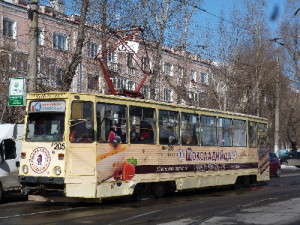 Реклама на трамваях в Иркутске